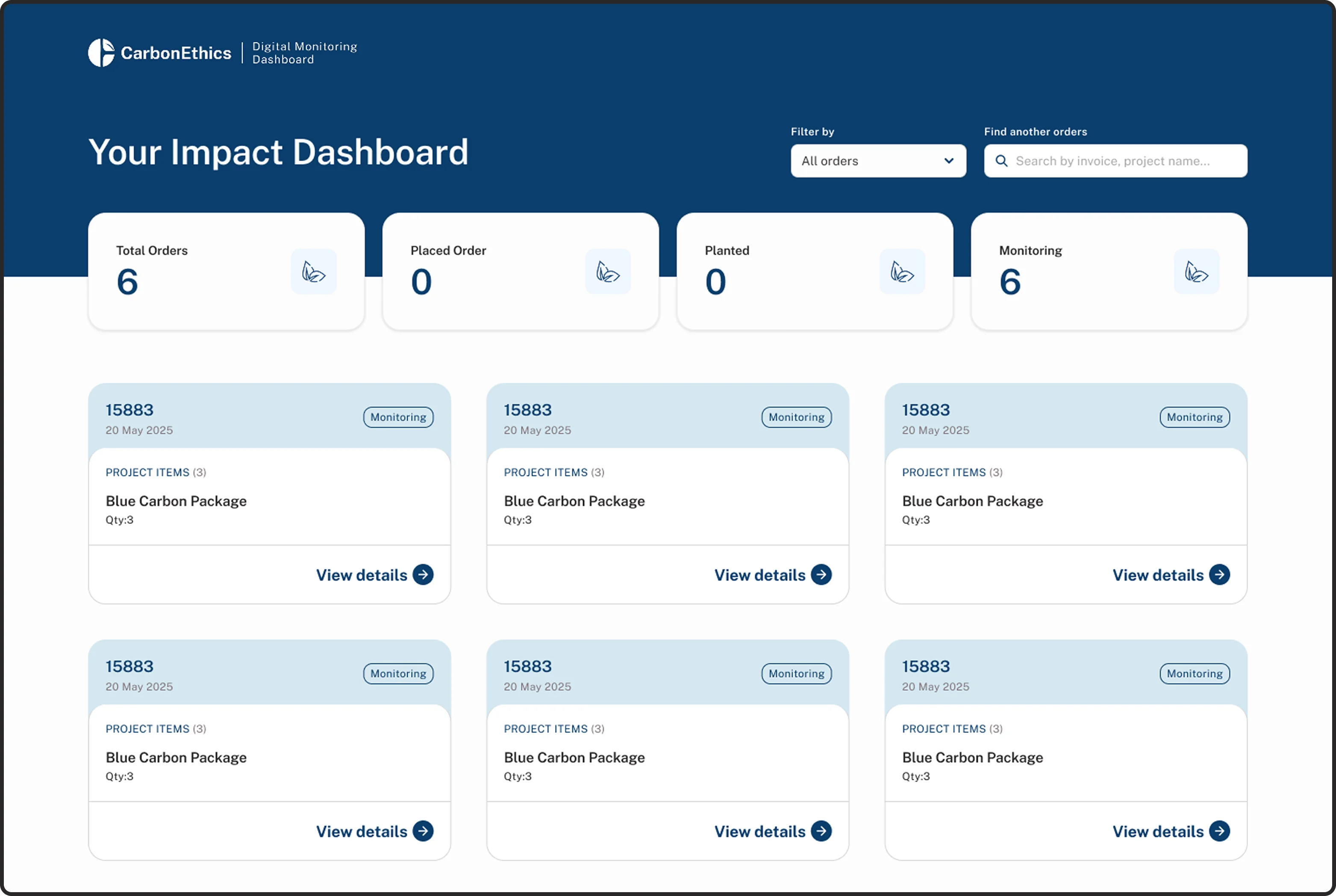 Blue Carbon Package order tracking preview